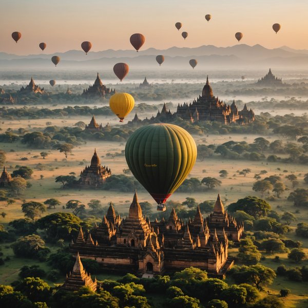 Quels sont les meilleurs circuits pour explorer les temples de Bagan en montgolfière, Myanmar?